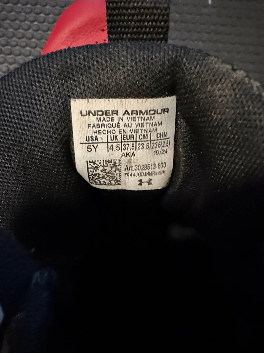 Under Armour Kids Black and Red Athletic Sneakers basketball sneakers